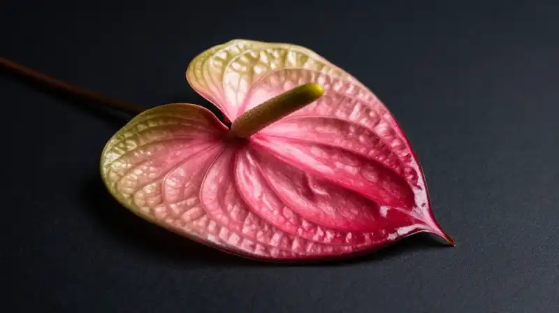 Vibrant pink bloom and golden pastry on a dark obsidian surface