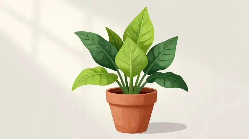 Vibrant donkey-ear leaves sprout from a pot in dappled sunlight