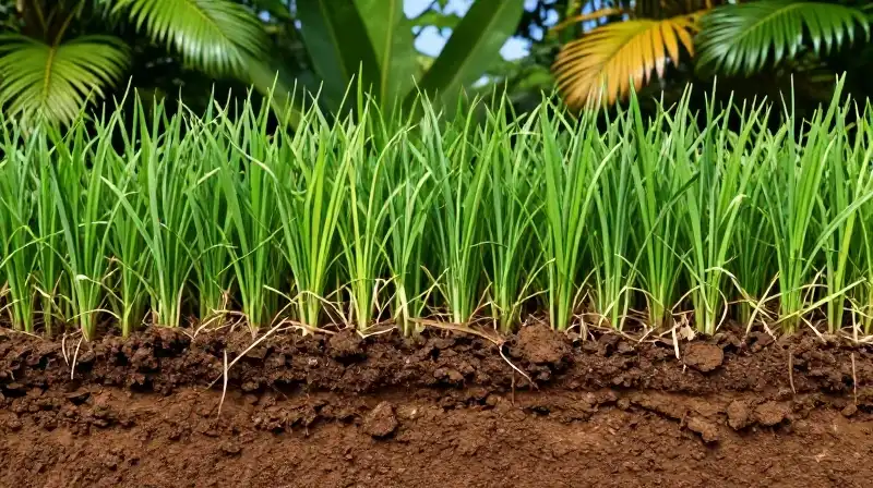 A vibrant cross-section of lush, tropical Florida soil