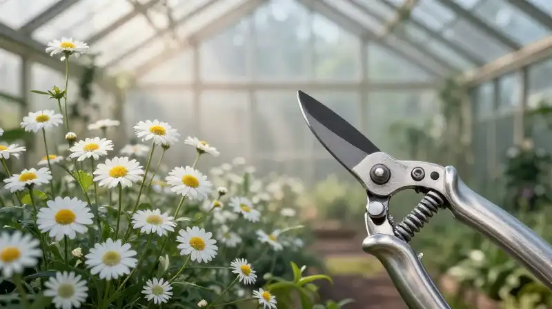 Silver shears in a misty, whimsical cloud of white flowers