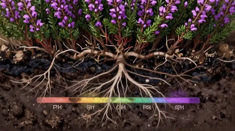 Vibrant purple roots emerge from rich soil in ethereal sunlight