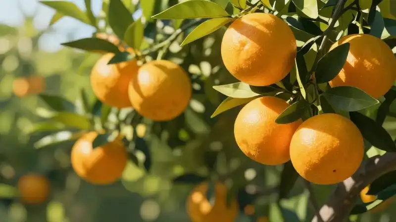 A vibrant Satsuma tree bursts with clusters of brilliant golden mandarins